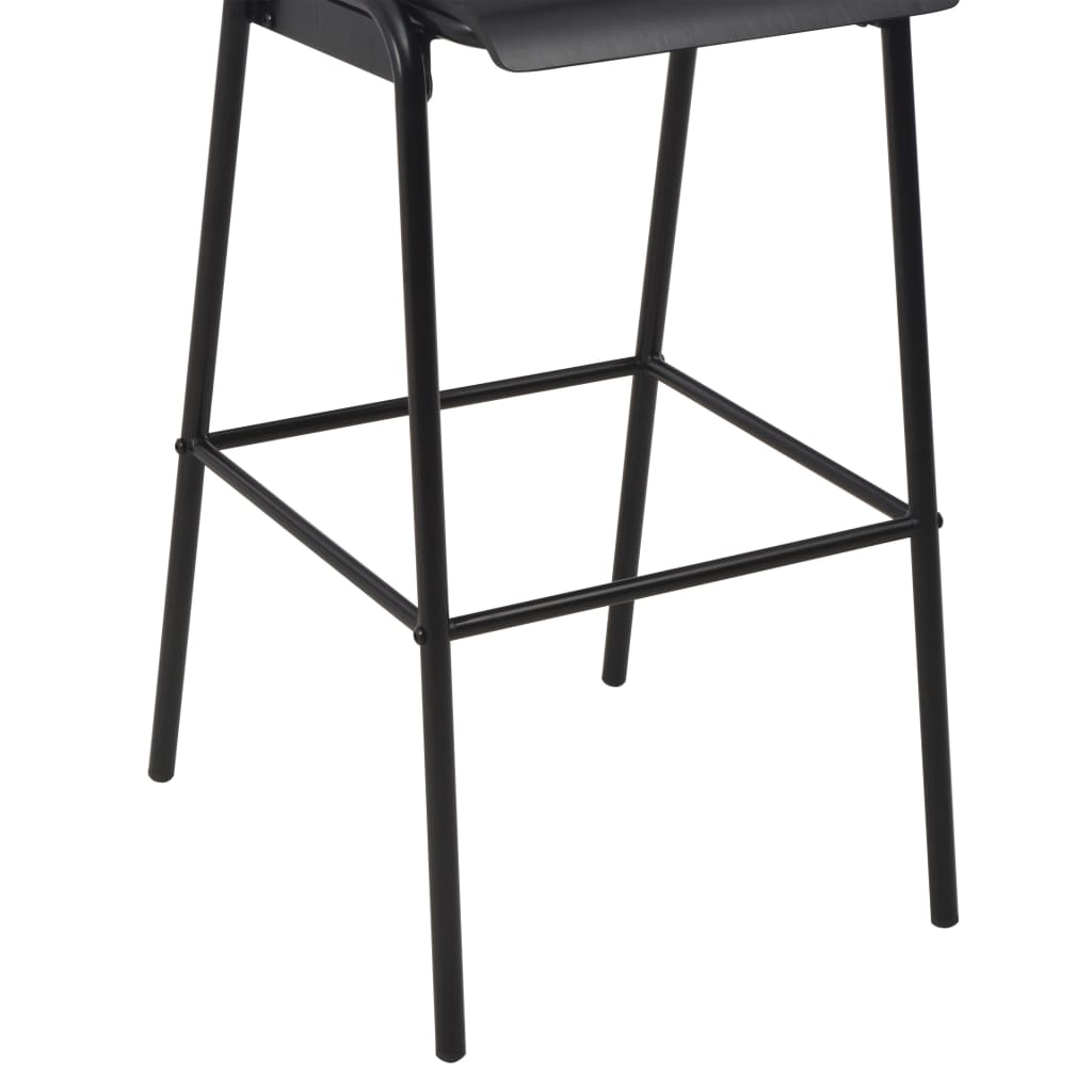 Taburetes de cocina 4 uds madera contrachapada y acero negro