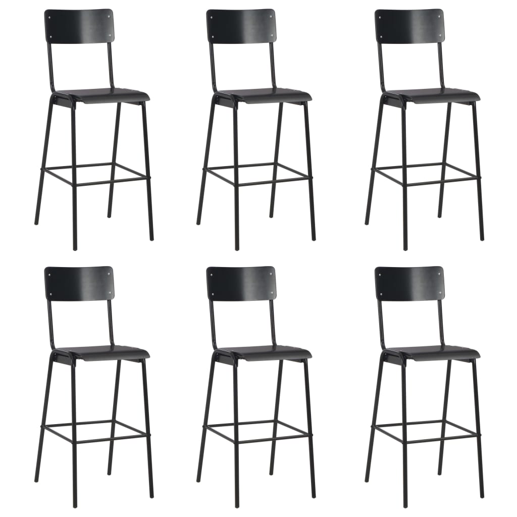 Taburetes de cocina 4 uds madera contrachapada y acero negro