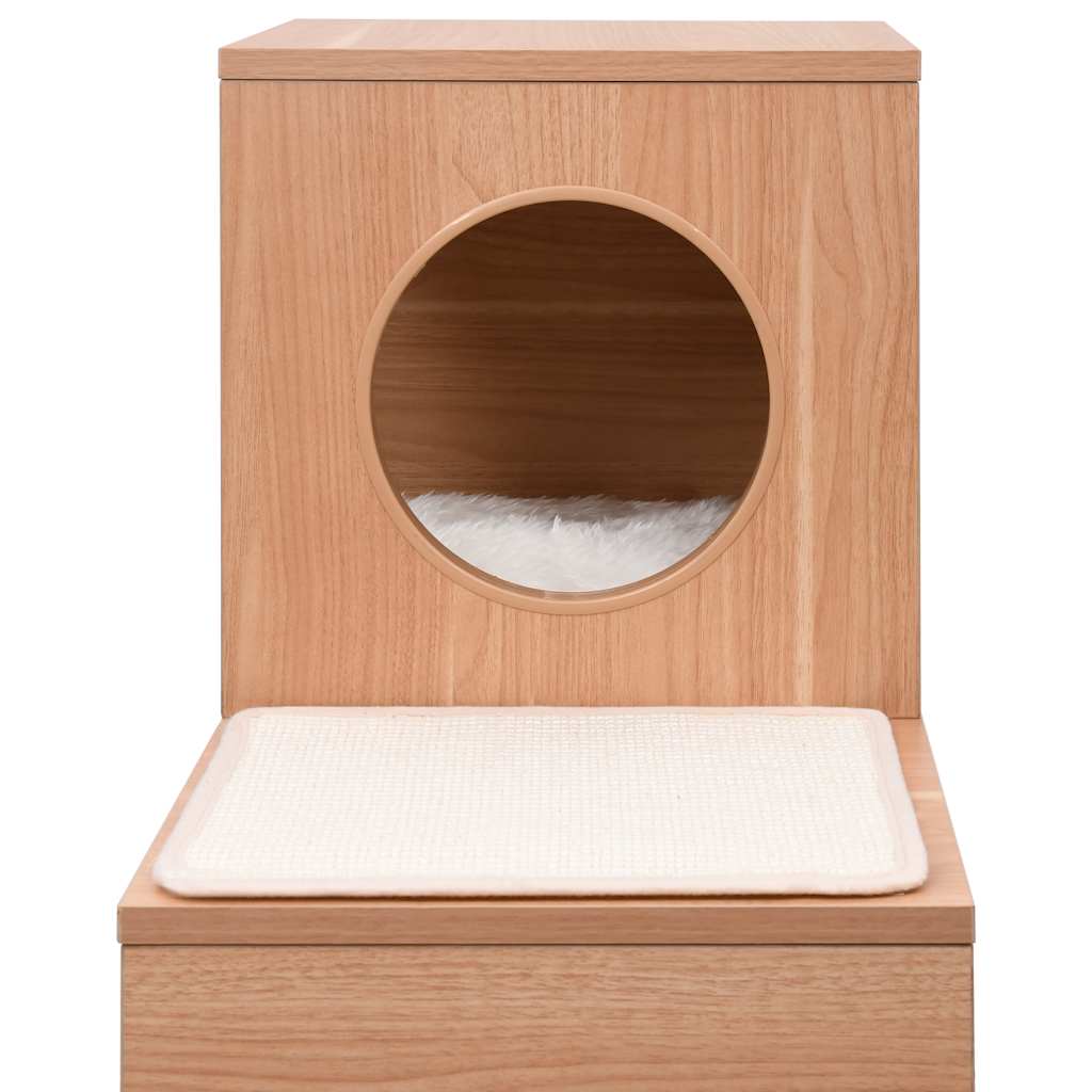 Bloque de casas para gatos con alfombra rascadora sisal 100 cm