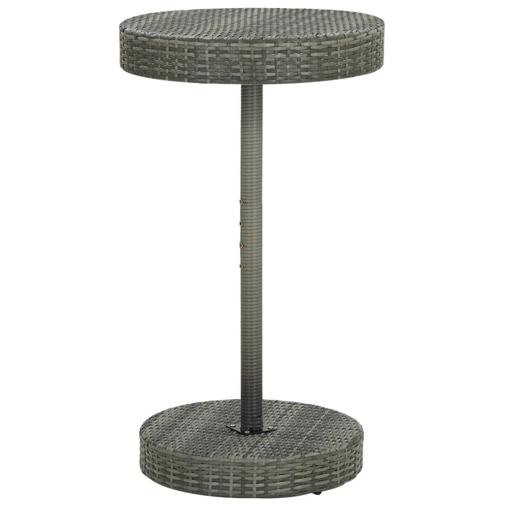 Mesa de jardín de ratán sintético gris 60,5x106 cm