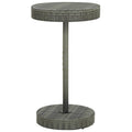 Mesa de jardín de ratán sintético gris 60,5x106 cm