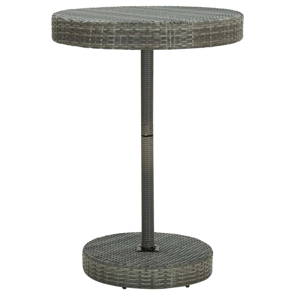 Mesa de jardín de ratán sintético gris 60,5x106 cm