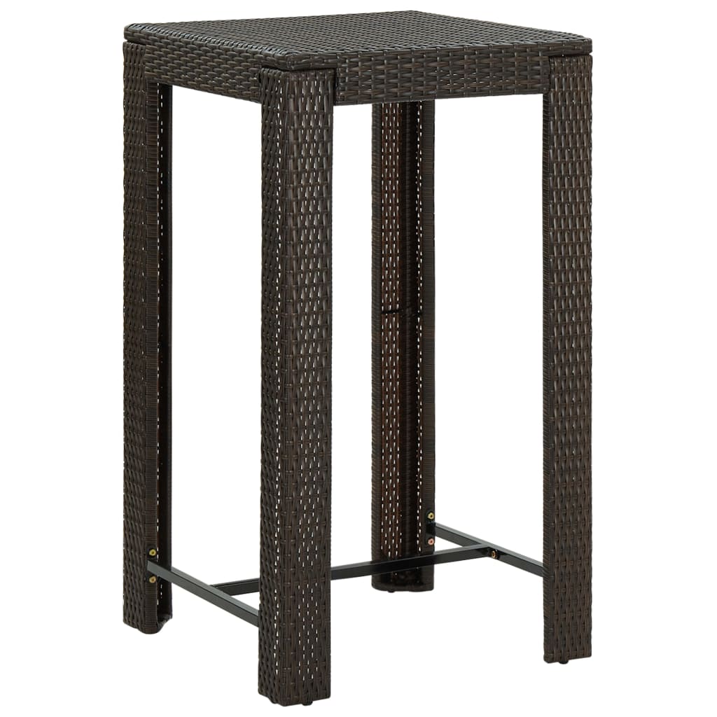 Mesa alta de jardín ratán sintético marrón 100x60,5x110,5 cm