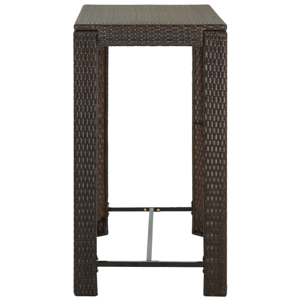 Mesa alta de jardín ratán sintético marrón 100x60,5x110,5 cm