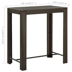 Mesa alta de jardín ratán sintético marrón 100x60,5x110,5 cm