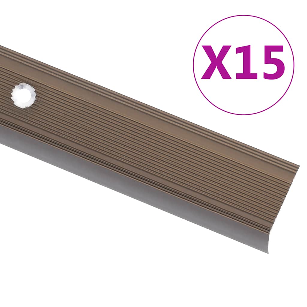 Perfiles de peldaños forma de L 15 uds aluminio champán 100 cm