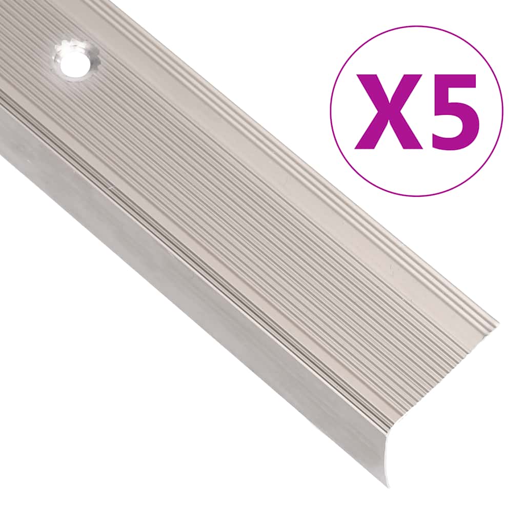 Perfiles de peldaños forma de L 15 uds aluminio champán 100 cm