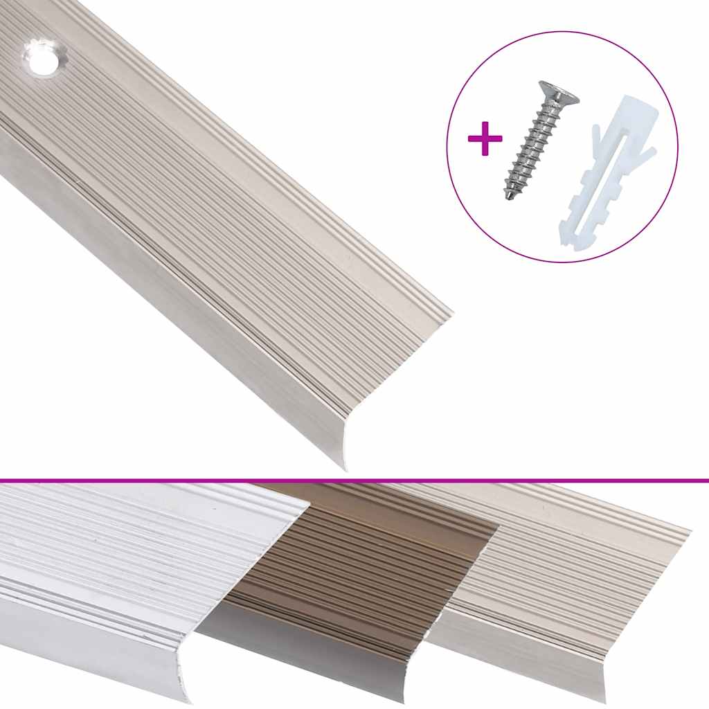 Perfiles de peldaños forma de L 15 uds aluminio champán 100 cm