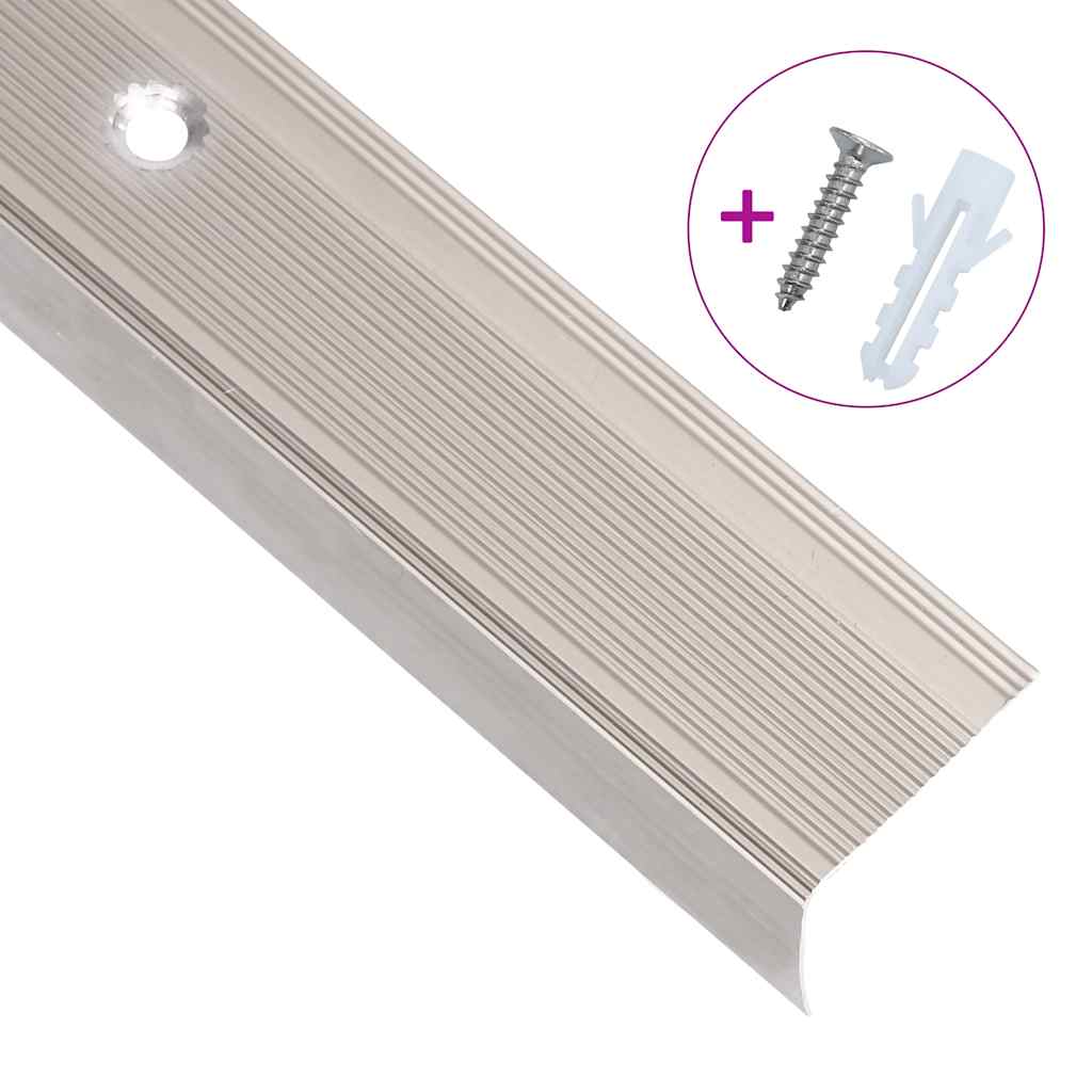 Perfiles de peldaños forma de L 15 uds aluminio champán 100 cm