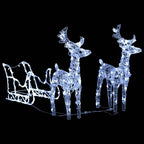 Decoración navideña renos y trineo acrílico 160 LEDs 130 cm