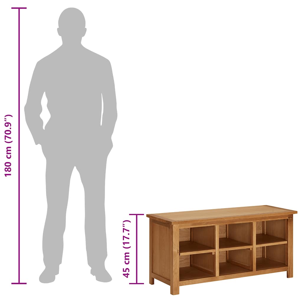 Zapatero de madera maciza de roble 90x37x45 cm