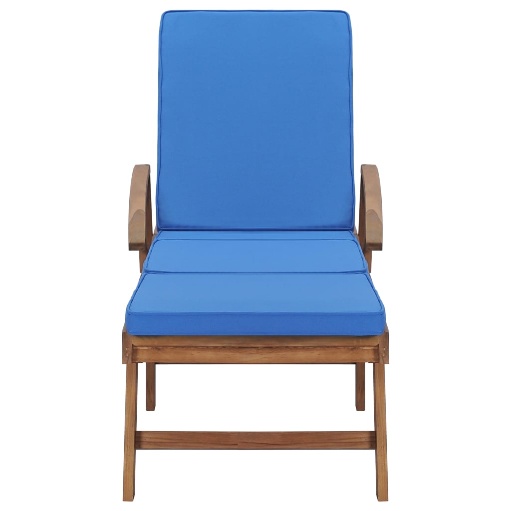 Tumbonas con cojín 2 uds madera maciza de teca azul