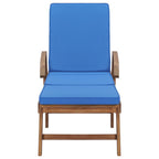 Tumbonas con cojín 2 uds madera maciza de teca azul
