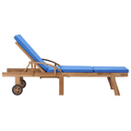 Tumbonas con cojín 2 uds madera maciza de teca azul