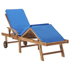 Tumbonas con cojín 2 uds madera maciza de teca azul