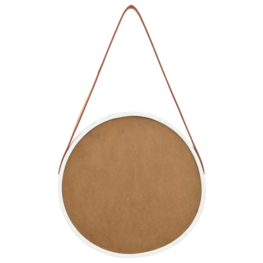Espejo de pared con correa blanco 40 cm