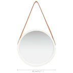 Espejo de pared con correa blanco 40 cm
