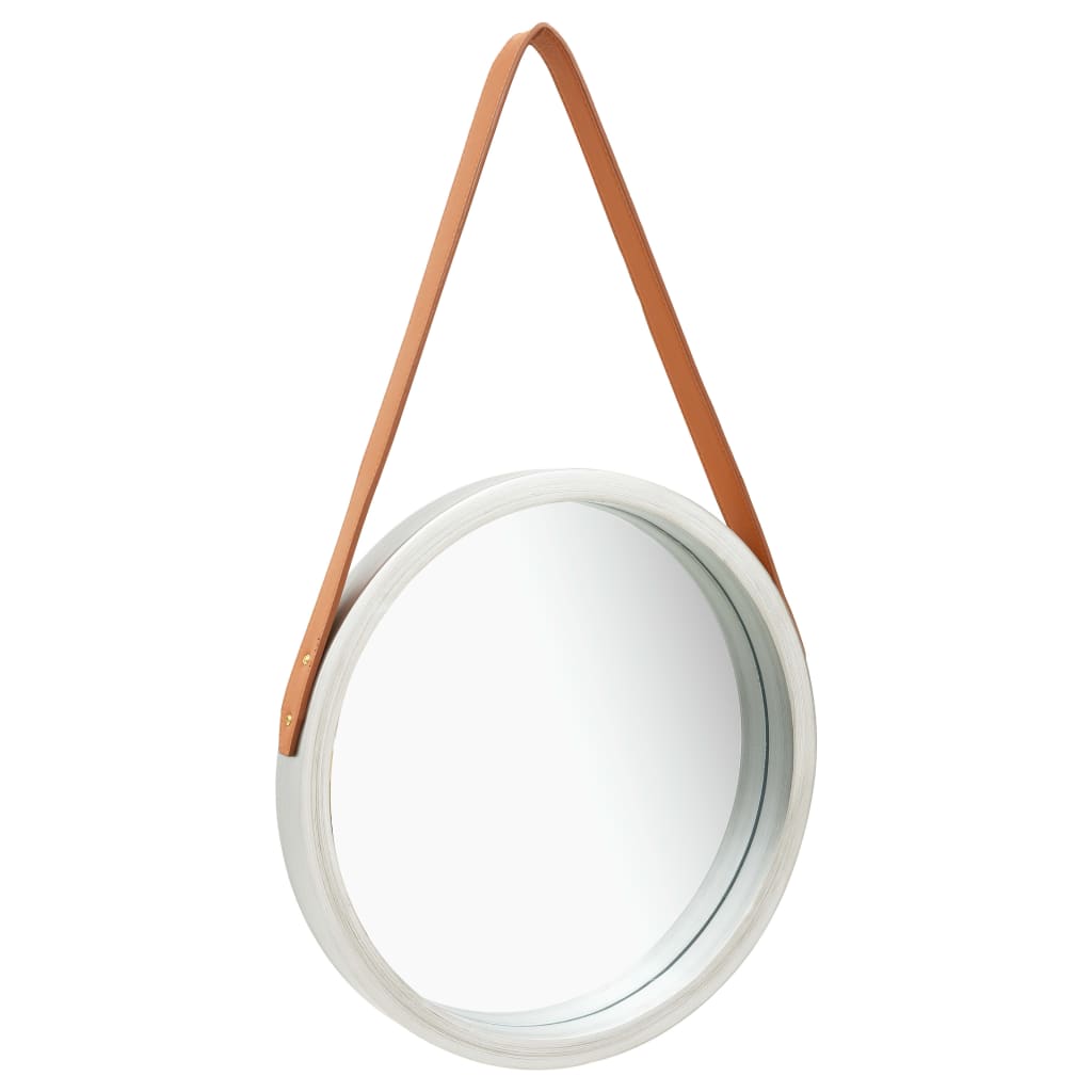 Espelho de parede com correia branco 40 cm