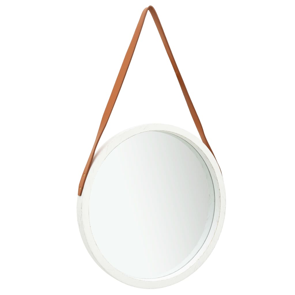 Espelho de parede com correia branco 40 cm