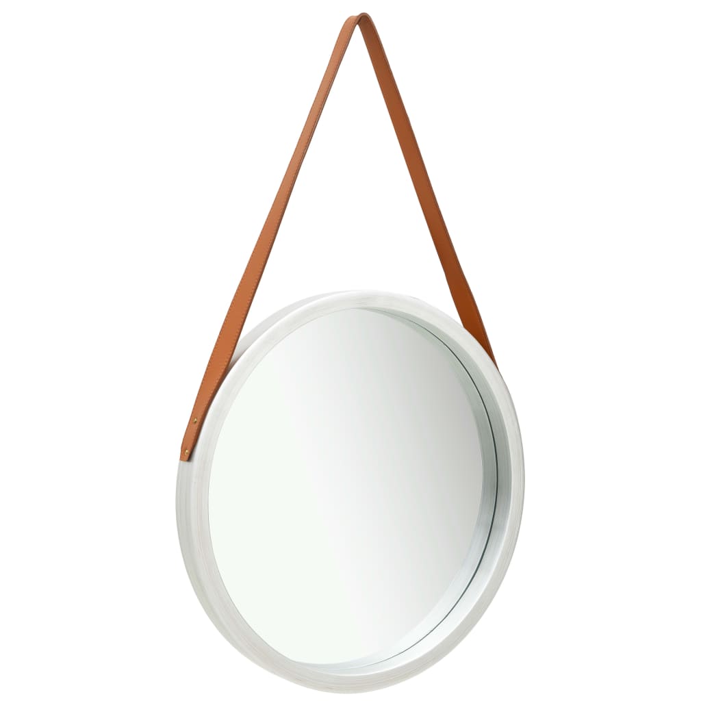 Espelho de parede com correia branco 40 cm