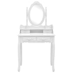 Juego de tocador y taburete madera paulownia blanco 75x69x140cm