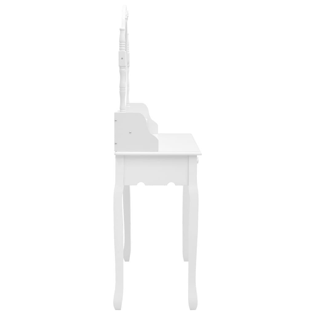 Juego de tocador y taburete madera paulownia blanco 75x69x140cm