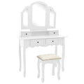 Juego de tocador y taburete madera paulownia gris 100x40x146cm