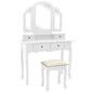 Dressing table and stool set, grey paulownia wood 100x40x146cm