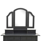 Juego de tocador y taburete madera paulownia gris 100x40x146cm