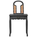 Tocador y taburete madera de paulownia gris 65x36x128 cm