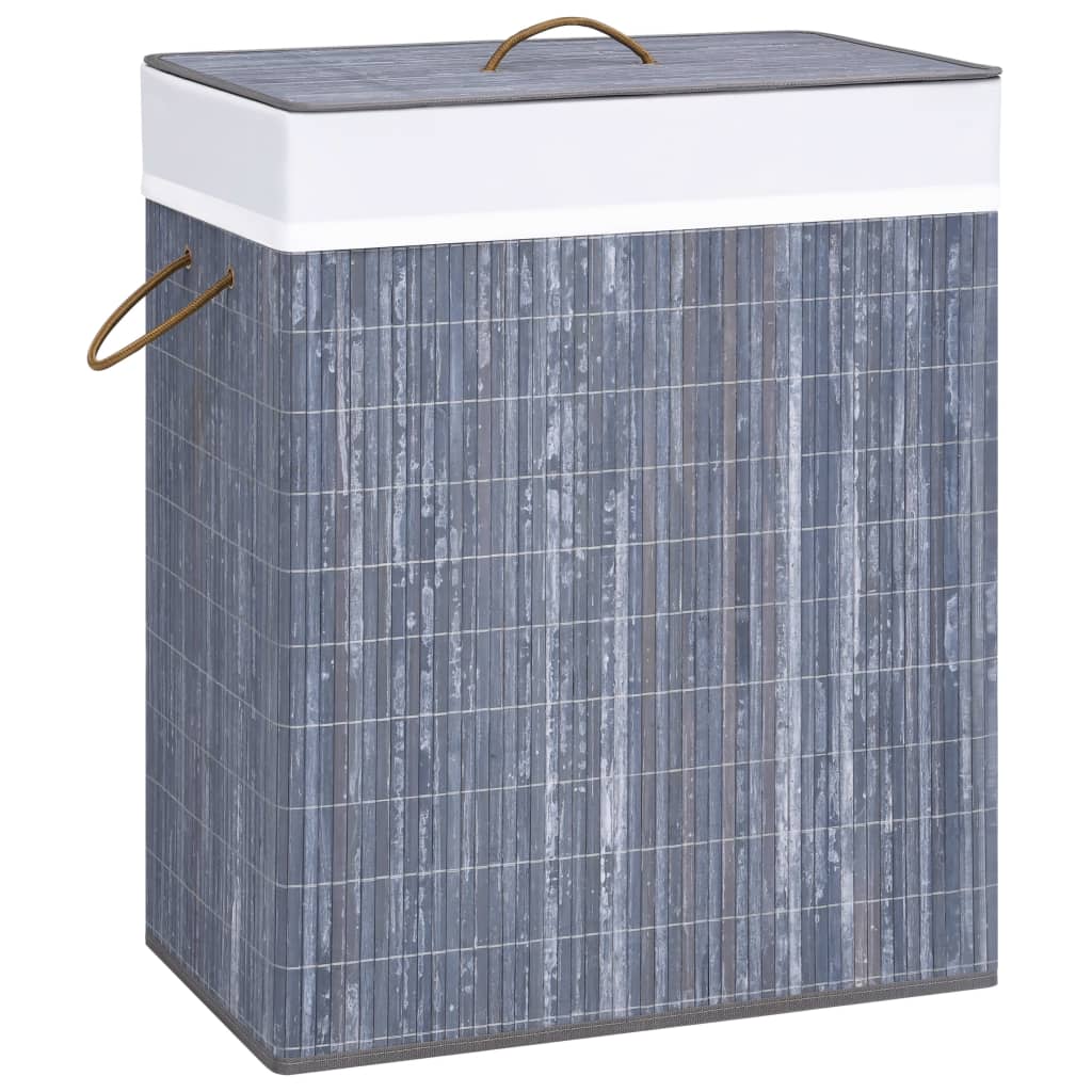 Cesto de roupa suja de bambu de uma secção branco