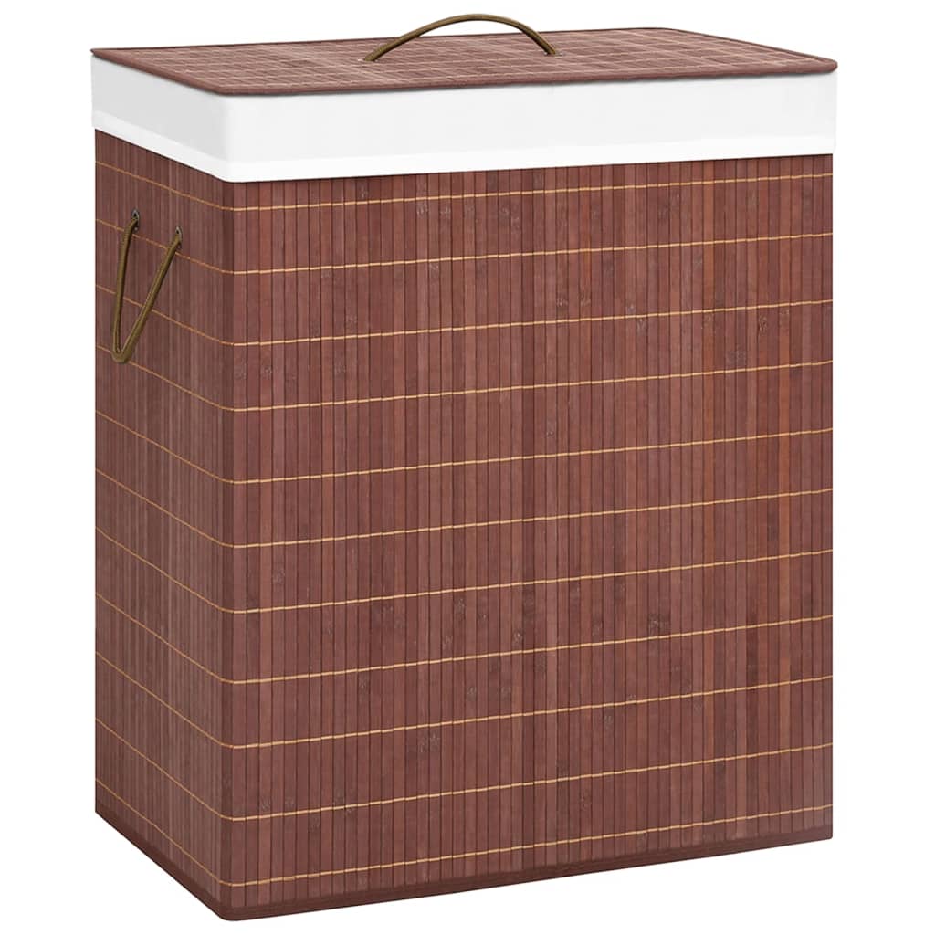 Cesto de roupa suja de bambu de uma secção branco