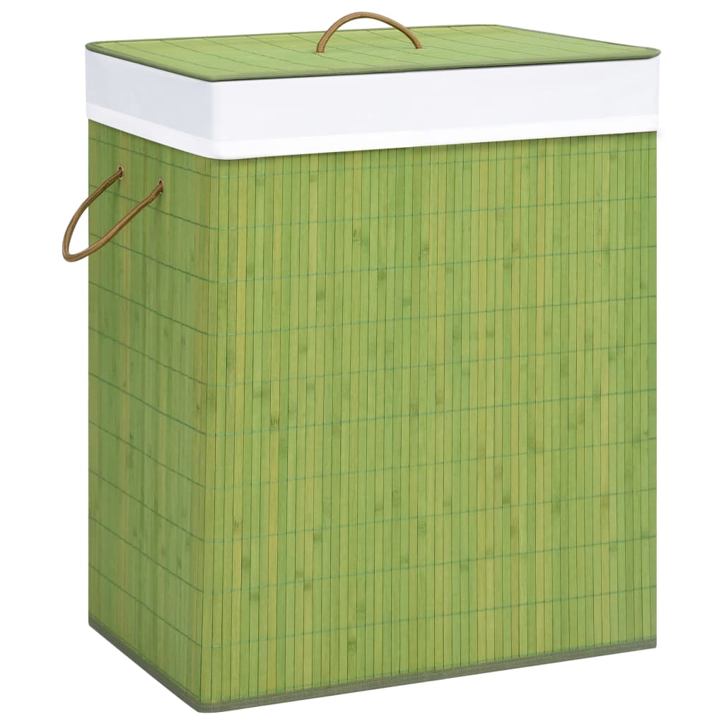 Cesto de roupa suja de bambu de uma secção branco
