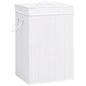 White single-section bamboo laundry hamper