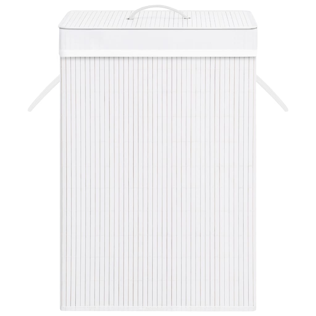 Cesta para la ropa sucia de bambú de una sección blanca