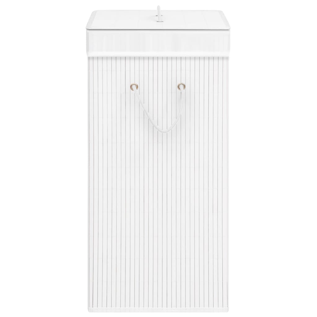 Cesta para la ropa sucia de bambú de una sección blanca