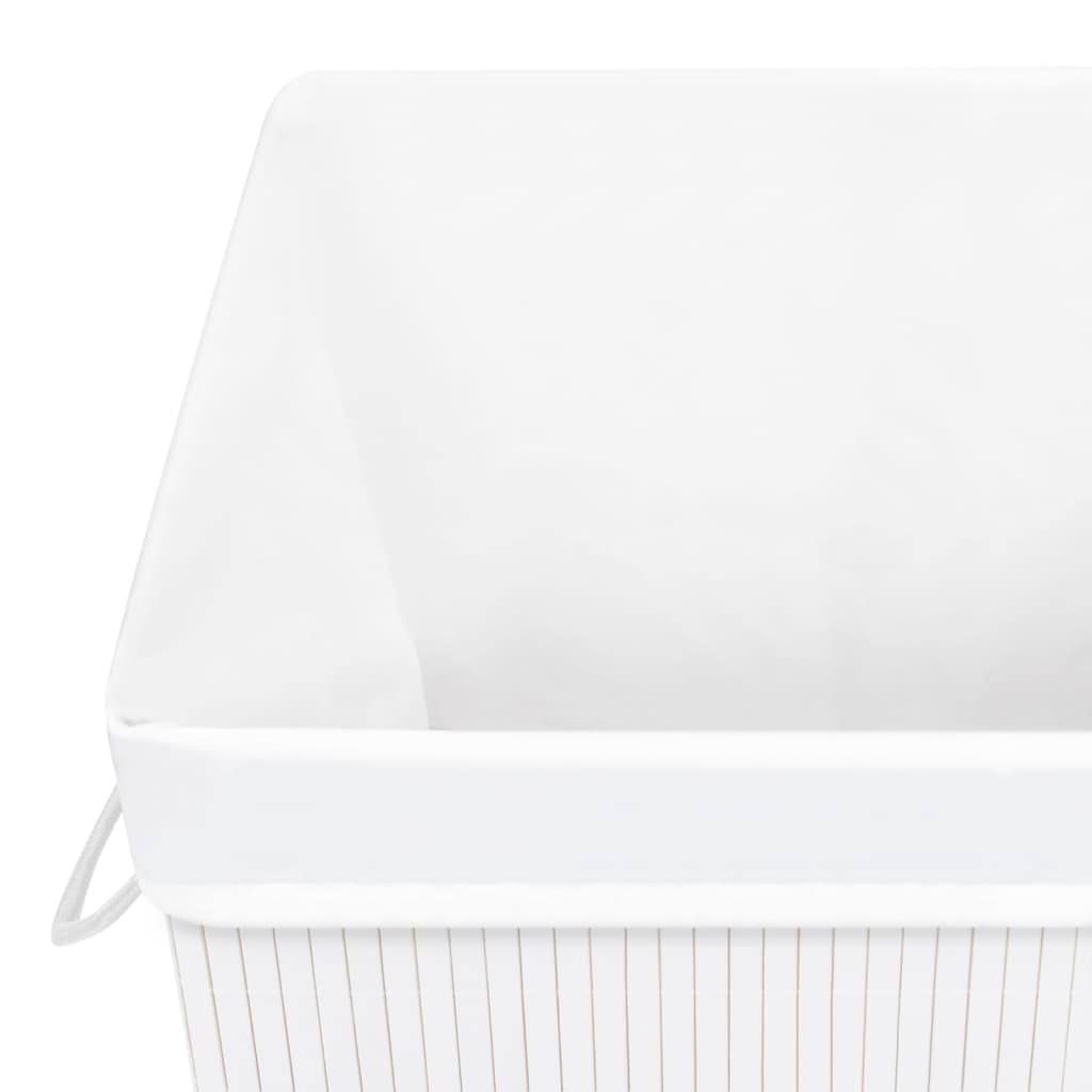 Cesta para la ropa sucia de bambú de una sección blanca