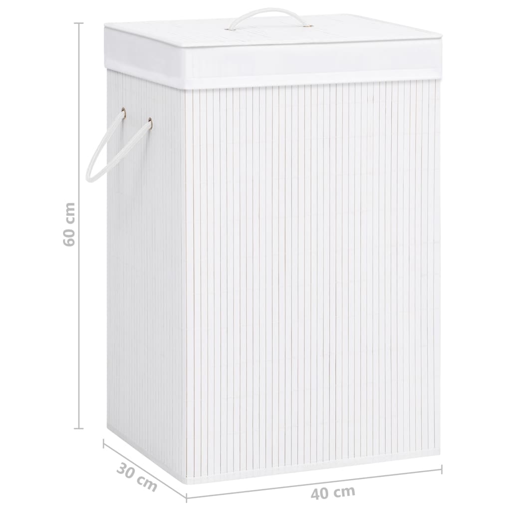 Cesta para la ropa sucia de bambú de una sección blanca