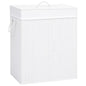 White single-section bamboo laundry hamper