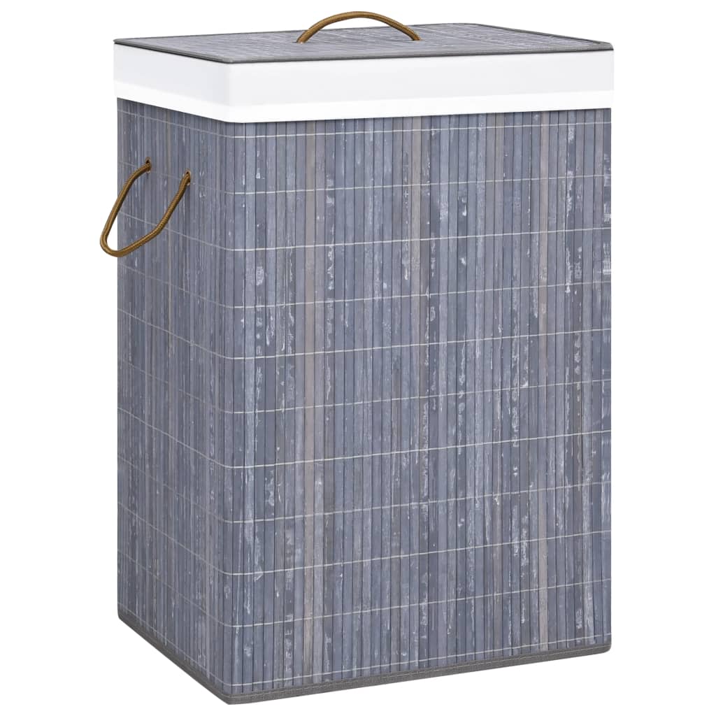 Cesto de roupa suja de bambu de uma secção branco