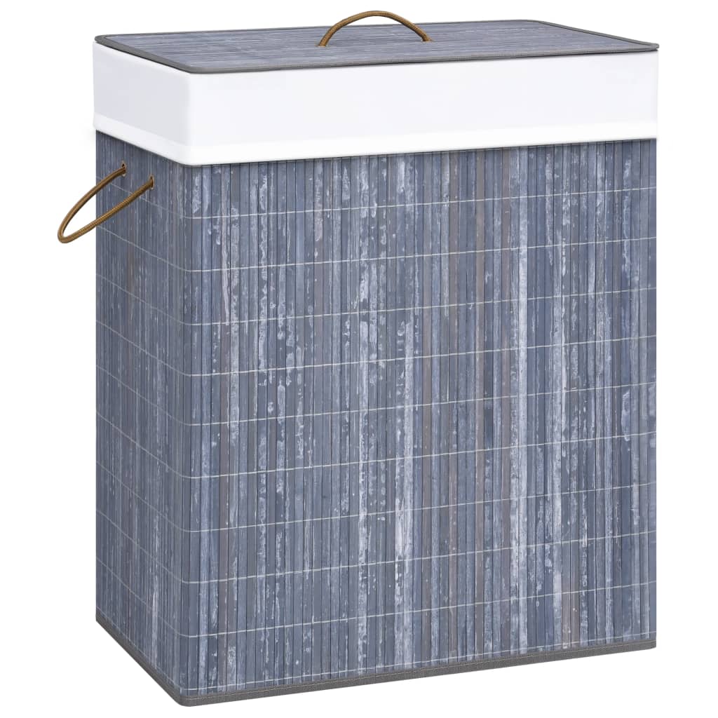 Cesto de roupa suja de bambu de uma secção branco