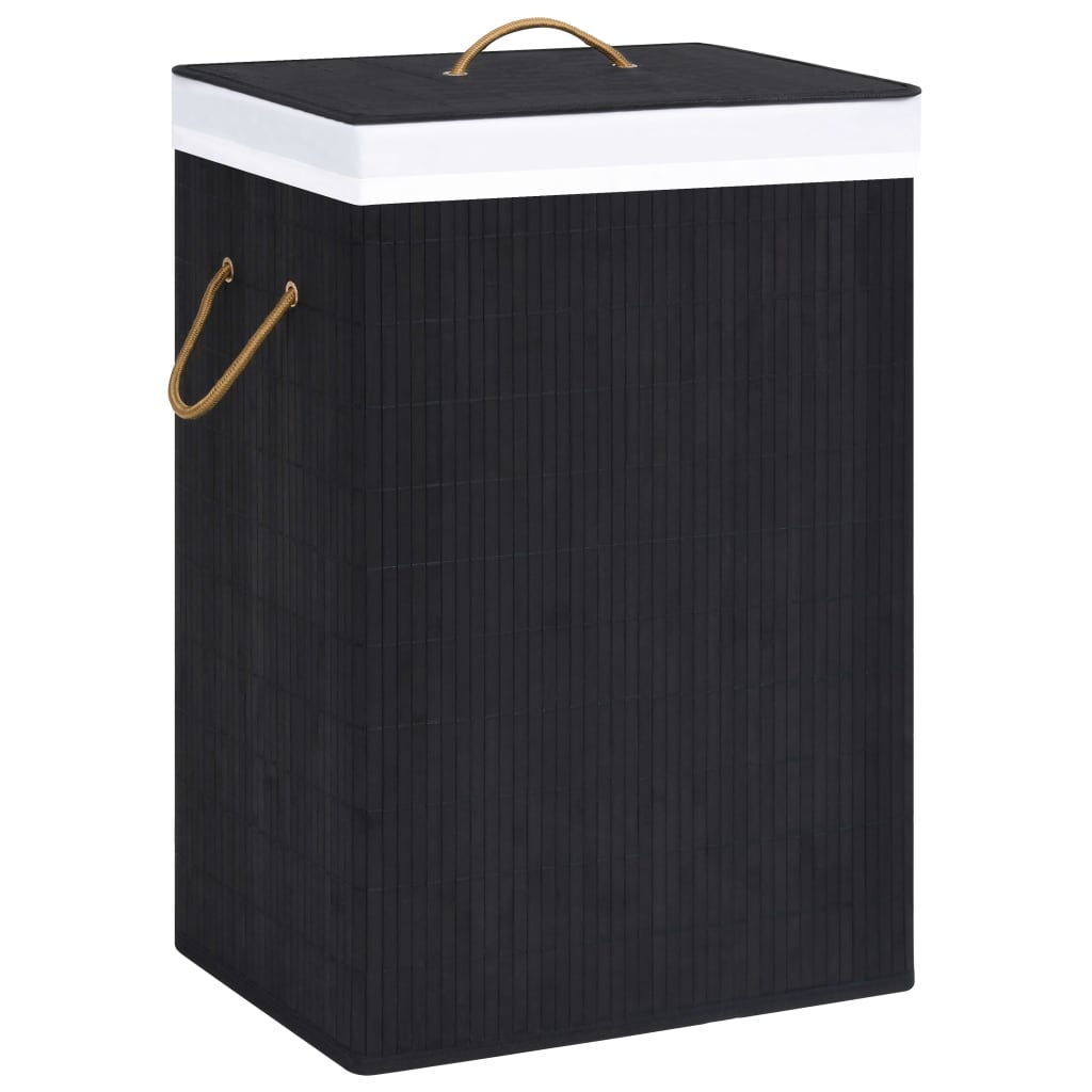 Cesto de roupa suja de bambu de uma secção branco