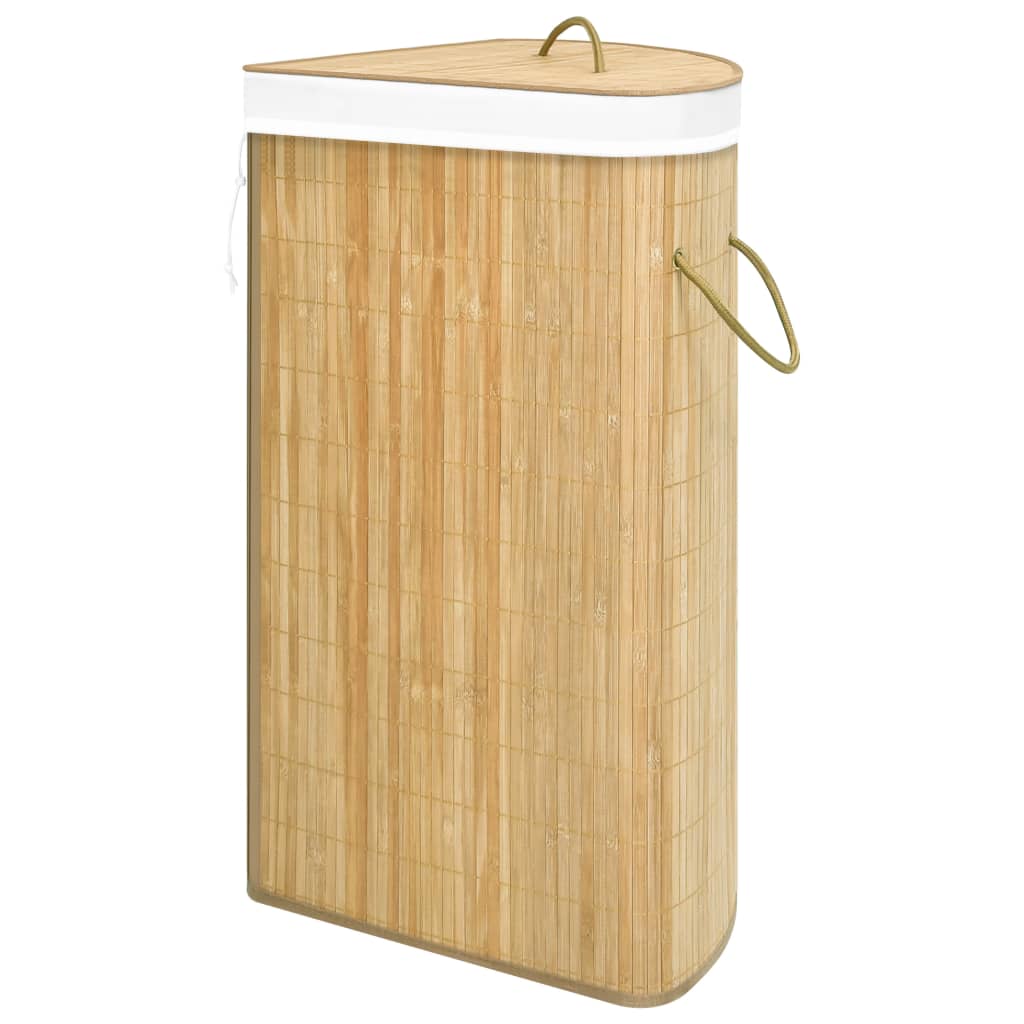 Cesto para la ropa sucia de esquina bambú 60 L