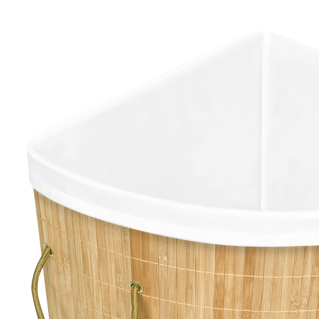 Cesto para la ropa sucia de esquina bambú 60 L