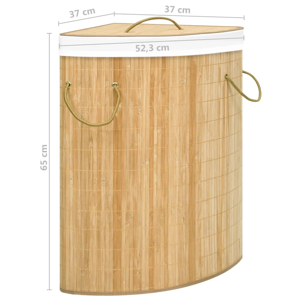 Cesto para la ropa sucia de esquina bambú 60 L
