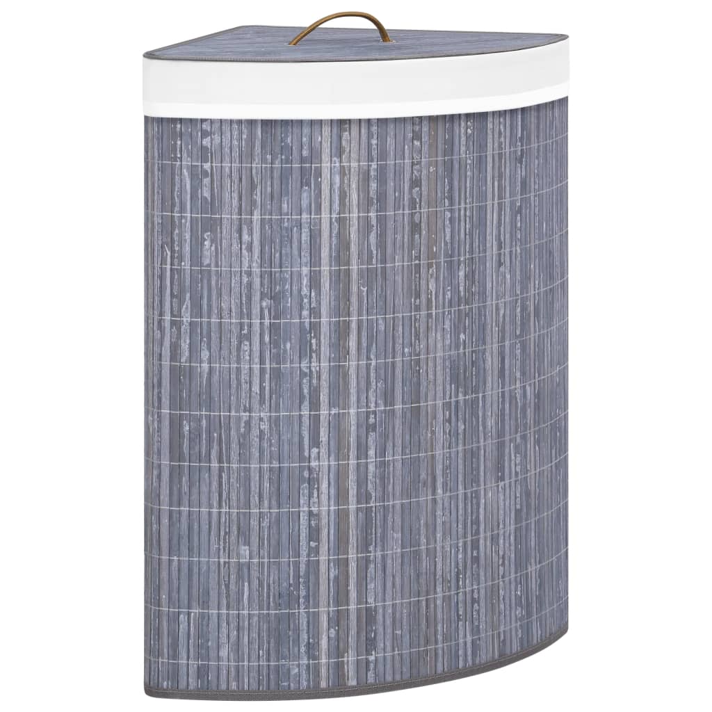 Cesto de roupa suja de canto bambu 60 L