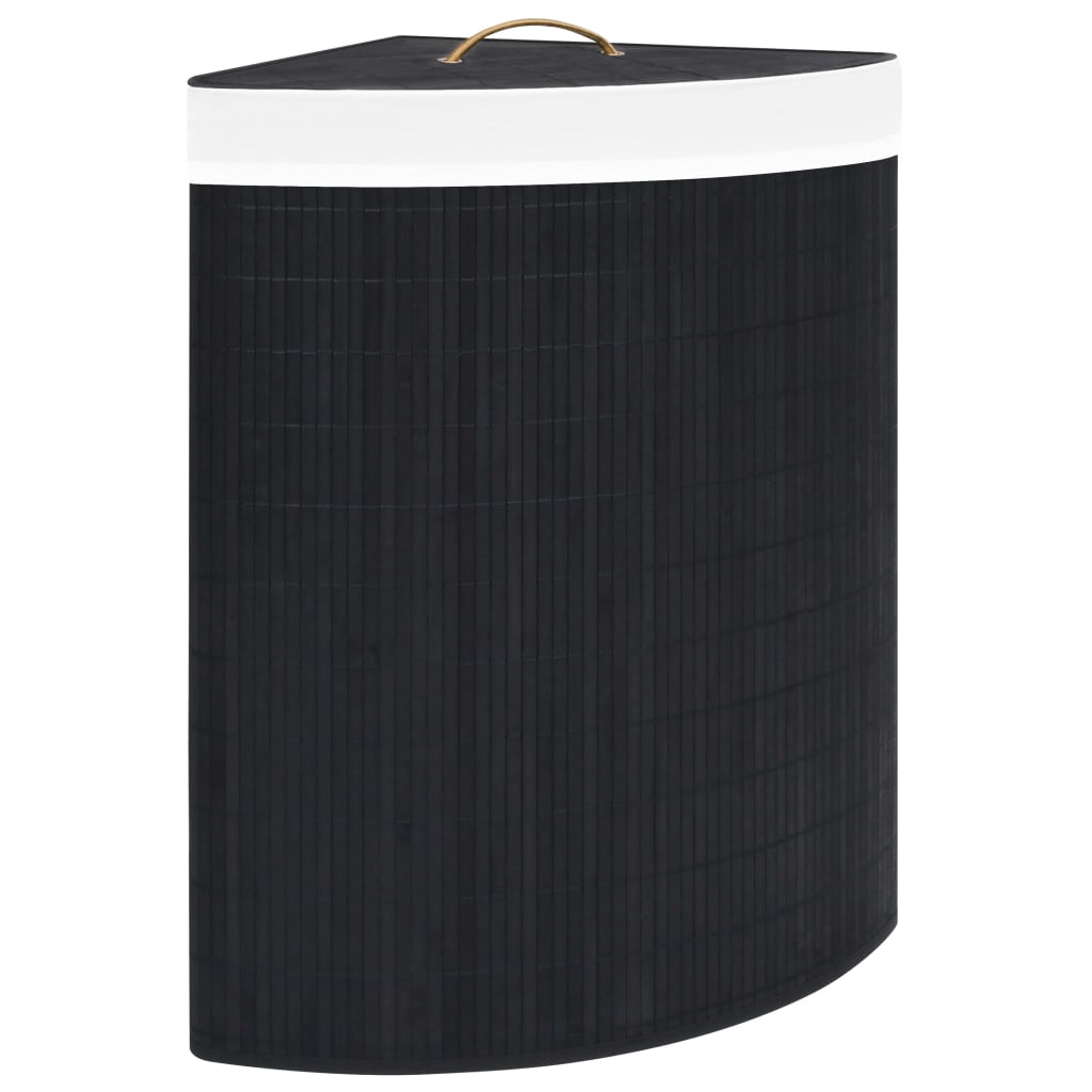 Cesto de roupa suja de canto bambu 60 L