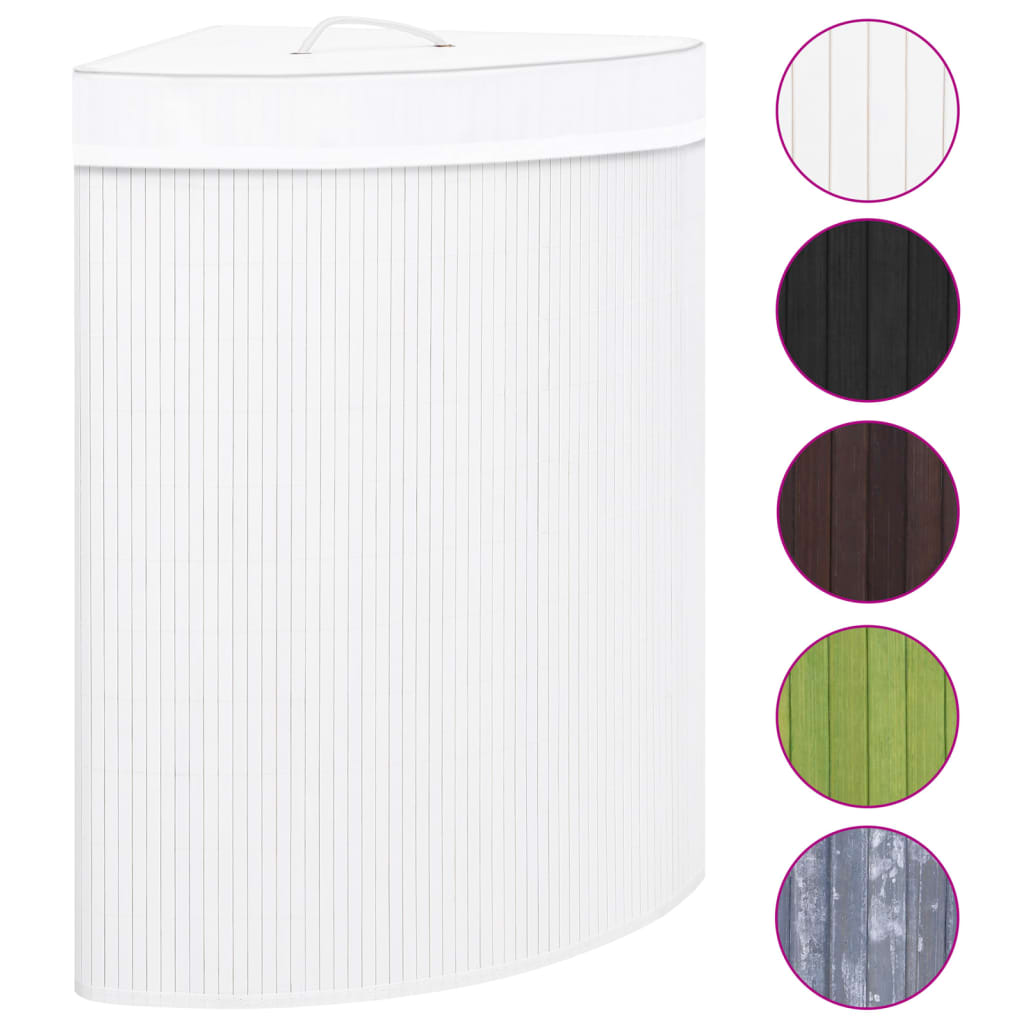 Cesto de roupa suja de canto bambu 60 L