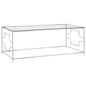 Stainless steel and silver glass coffee table 120x60x45 cm