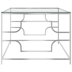 Mesa de centro acero inoxidable y vidrio plateada 120x60x45 cm